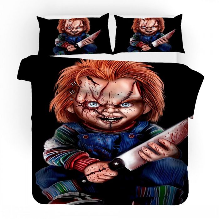 Puppet Horror Doll Bedding Set Queen Size Child of Play Moive Character Chucky Doll Duvet Cover 1 - Chucky Doll