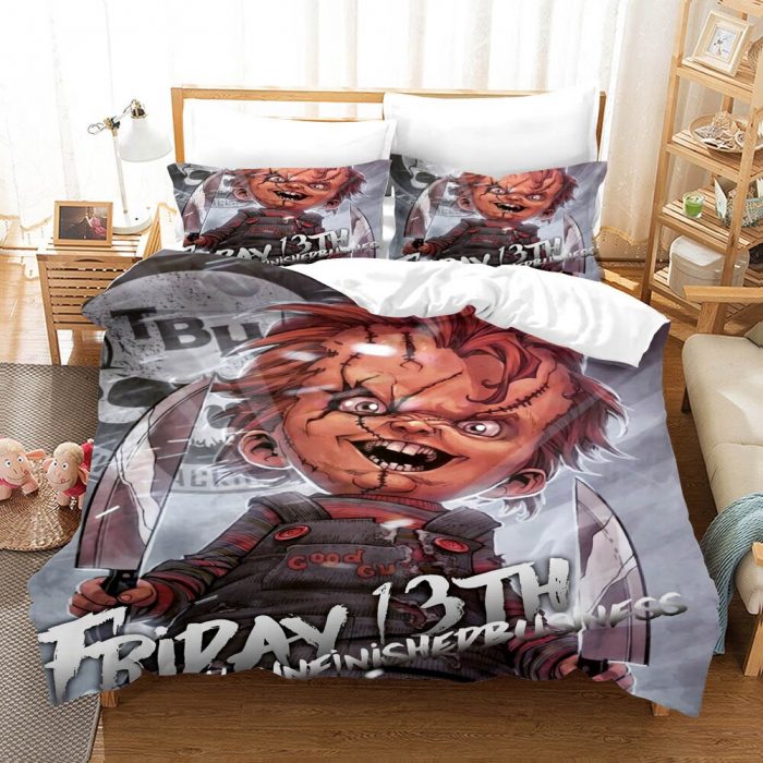 Puppet Horror Doll Bedding Set Queen Size Child of Play Moive Character Chucky Doll Duvet Cover 3 - Chucky Doll