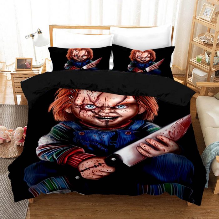 Puppet Horror Doll Bedding Set Queen Size Child of Play Moive Character Chucky Doll Duvet Cover - Chucky Doll
